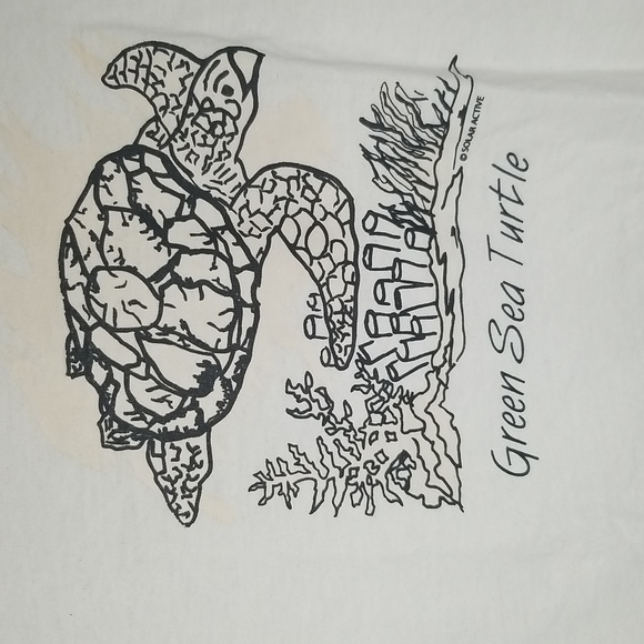 Kids Size Large "Green Sea Turtle" White Tshirt - Picture 5 of 8